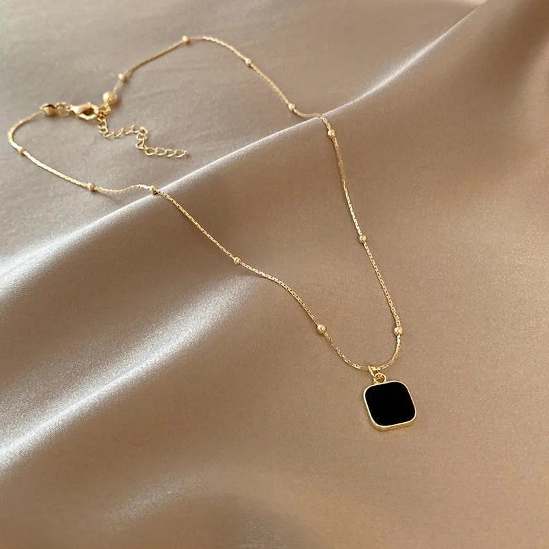 Square Pendant Minimalist Choker Necklace - Women's Fashion Jewelry