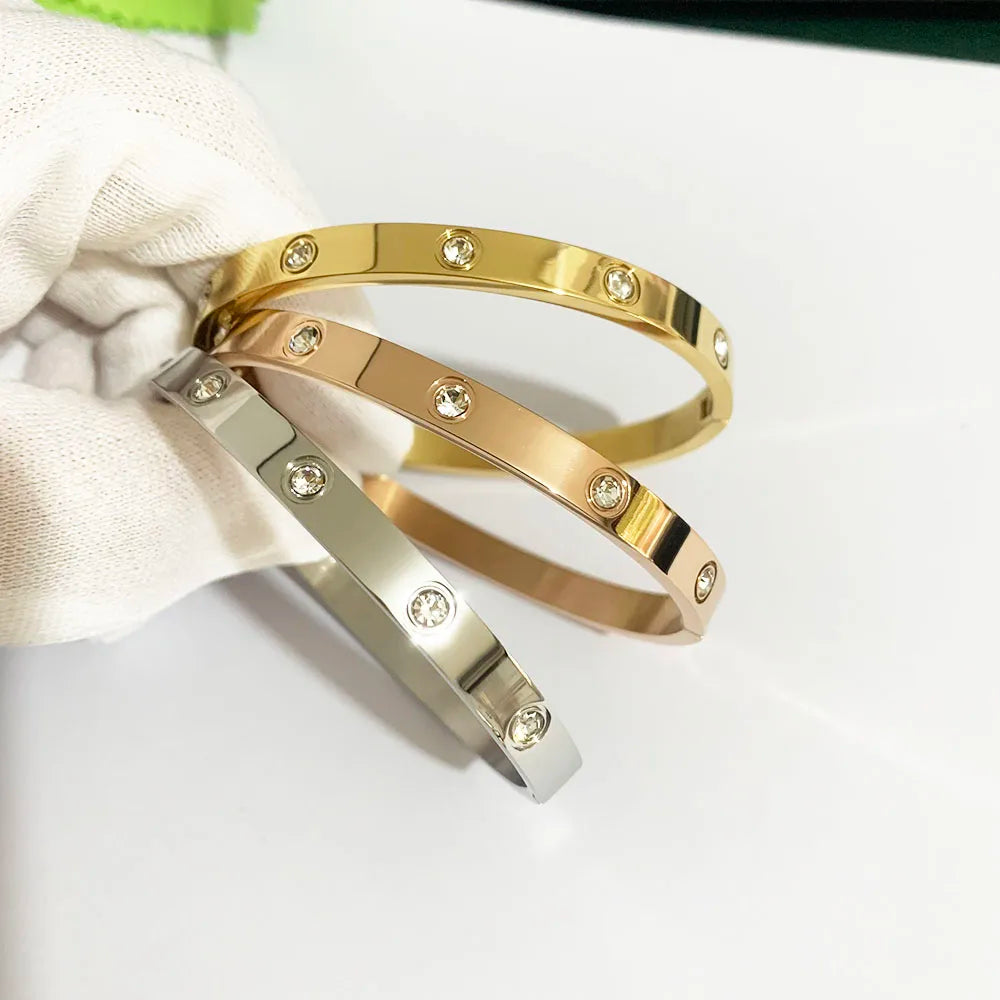 Gold Zircon Cross Nail Bracelet