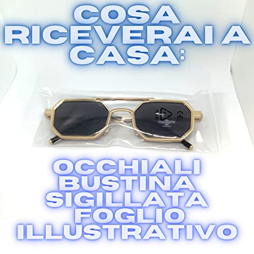 0039. Vintange Sunglasses OCCHIALI DA SOLE ESAGONALI ESAGONO MONTATURA METALLO ORO ALLUMINIO NOVITA ESTATE 2022 UV400