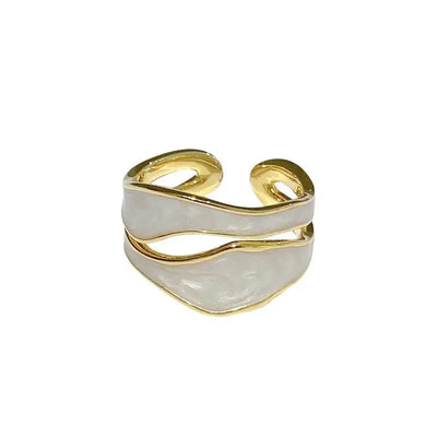 Retro Gold Double Oil Drip Open Ring - Adjustable Luxury Wedding Jewelry