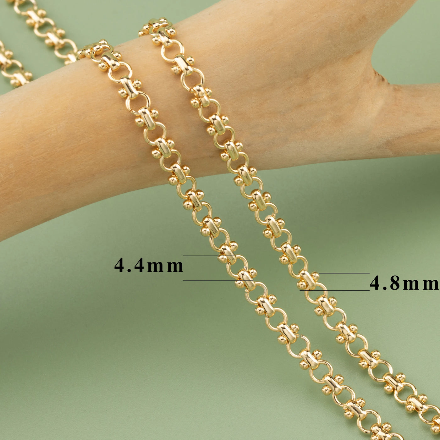 DIY Chain, 18K Gold Rhodium Plated, Nickel-Free - 1m/lot