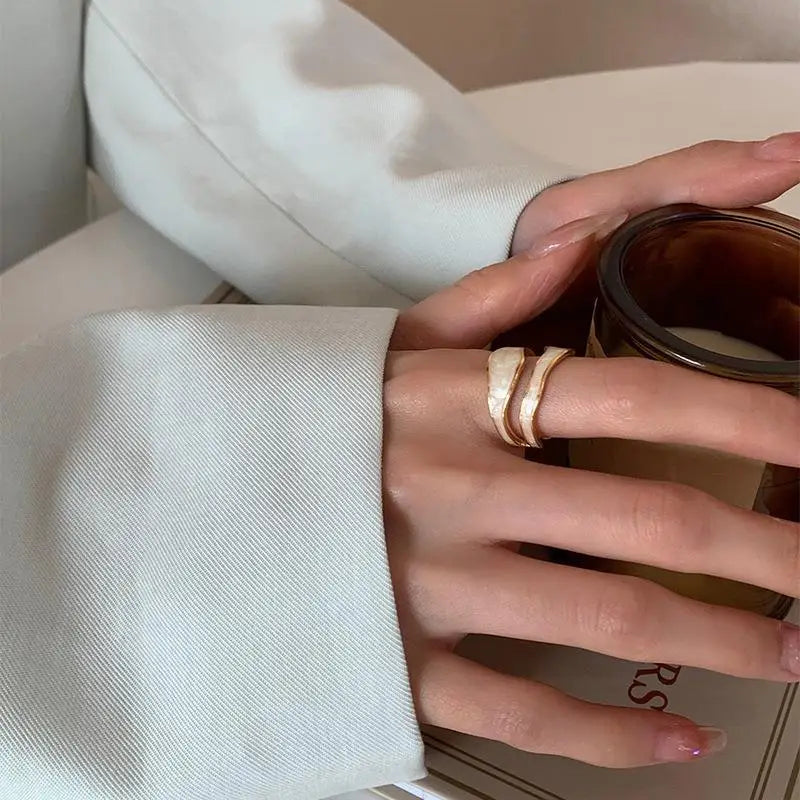 Retro Gold Double Oil Drip Open Ring - Adjustable Luxury Wedding Jewelry